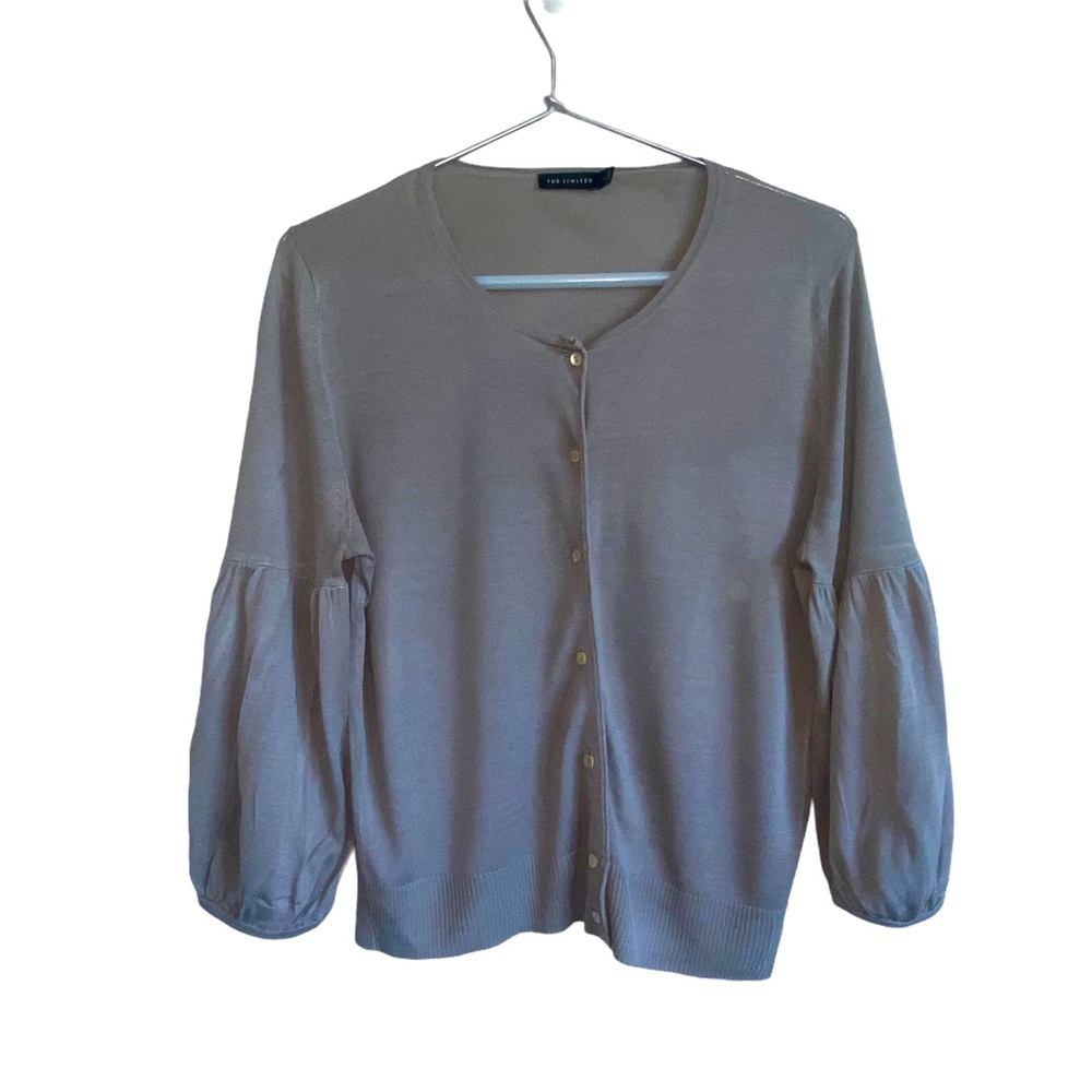 The Limited Gray Lantern Sleeve Cardigan